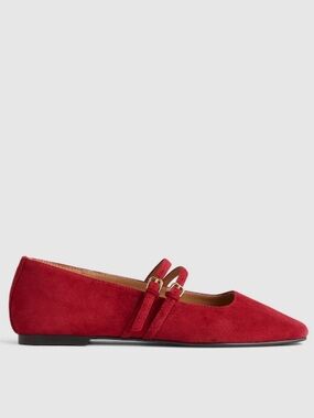 Madewell Greta Double-Strap Pointed Ballet Flat in Red Suede